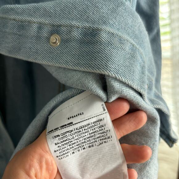 Mango Puff Sleeve Denim Top Shacket - Picture 7 of 10